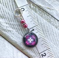 Raspberry Medallion Stitch Markers for Knitting or Crochet | Gift for Knitters | Choose Rings or Clasps | Mandala