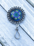 Flower Portuguese Knitting Pin with Matching Stitch Markers, Magnetic