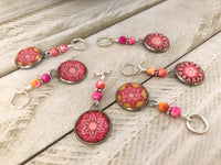 Vivid Pink Stitch Markers for Knitting or Crochet