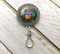 Friendly Owl Portuguese Knitting Pin with Matching Stitch Markers, Magnetic