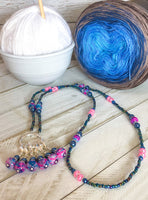 Stitch Marker Necklace for Knitting or Crochet, Includes Removable Progress Keepers