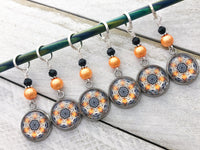 Amber Medallion Stitch Markers for Knitting or Crochet