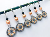 Amber Medallion Stitch Markers for Knitting or Crochet