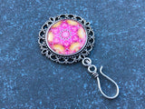 Magnetic Portuguese Knitting Pin with Matching Stitch Markers, Fractal