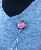 Magnetic Portuguese Knitting Pin with Matching Stitch Markers, Fractal