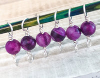 Agate Stone Double Duty Stitch Marker Set | Gift for Knitters | 2 Needle Sizes in 1 Marker