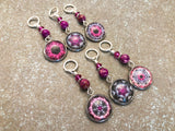 Magenta Medallion Stitch Markers for Knitting or Crochet