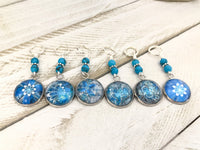 Abstract Flowers Stitch Markers for Knitting or Crochet, Gift for Knitter, Set of 6-20