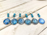 Abstract Flowers Stitch Markers for Knitting or Crochet, Gift for Knitter, Set of 6-20