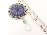 Purple Flower Portuguese Knitting Pin with Matching Stitch Markers, Magnetic