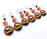 Sunset Horses Stitch Markers for Knitting or Crochet, Choose Rings or Clasps