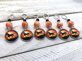 Sunset Horses Stitch Markers for Knitting or Crochet, Choose Rings or Clasps