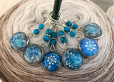 Abstract Flowers Stitch Markers for Knitting or Crochet, Gift for Knitter, Set of 6-20