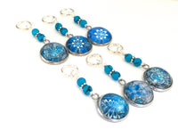 Abstract Flowers Stitch Markers for Knitting or Crochet, Gift for Knitter, Set of 6-20
