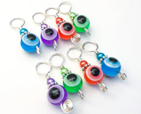 Evil Eye Stitch Markers for Knitting, Tarnish Resistant Wire
