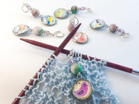 6-20 Bird Stitch Markers for Knitting, Choose Snag Free Rings or Clasps