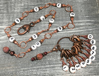 Copper Chain Row Counter for Knitting, Counts 0 to 100, Gift for Knitters, Progress Keeper