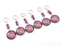 Plum Medallion Stitch Markers for Knitting or Crochet