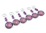 Plum Medallion Stitch Markers for Knitting or Crochet