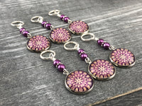 Plum Medallion Stitch Markers for Knitting or Crochet
