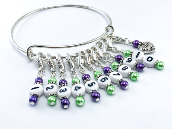 Stitch Marker Bracelet with Removable Number Stitch Markers