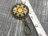 Saffron Mandala Magnetic Knitting Pin for Portuguese Knitting with Stitch Marker Option