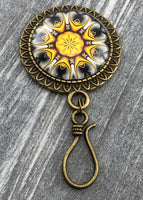Saffron Mandala Magnetic Knitting Pin for Portuguese Knitting with Stitch Marker Option