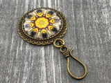 Saffron Mandala Magnetic Knitting Pin for Portuguese Knitting with Stitch Marker Option