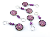 Plum Medallion Stitch Markers for Knitting or Crochet