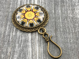 Saffron Mandala Magnetic Knitting Pin for Portuguese Knitting with Stitch Marker Option