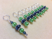 Beaded Stitch Markers - Green Blue Pearl Snag Free Knitting stitch marker set - Tools - Gifts for Knitters - Crochet Markers , Stitch Markers - Jill's Beaded Knit Bits, Jill's Beaded Knit Bits
 - 1