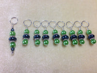 Beaded Stitch Markers - Green Blue Pearl Snag Free Knitting stitch marker set - Tools - Gifts for Knitters - Crochet Markers , Stitch Markers - Jill's Beaded Knit Bits, Jill's Beaded Knit Bits
 - 2