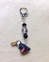 Toucan Beaded Zipper Pull Charm - Key Chain Charm - Crochet Stitch Marker - Bird Jewelry ,  - Jill's Beaded Knit Bits, Jill's Beaded Knit Bits
 - 3