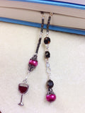 Beaded Wine Glass Bookmark- Book Thong- Gift for Book Lovers- Book Bling- Book Jewelry ,  - Jill's Beaded Knit Bits, Jill's Beaded Knit Bits
 - 2