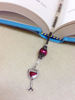 Beaded Wine Glass Bookmark- Book Thong- Gift for Book Lovers- Book Bling- Book Jewelry ,  - Jill's Beaded Knit Bits, Jill's Beaded Knit Bits
 - 3
