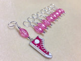 Pink Snag Free Stitch Markers- Pink Sneaker Knitting Marker Gift Set- Tools- Supplies ,  - Jill's Beaded Knit Bits, Jill's Beaded Knit Bits
 - 3