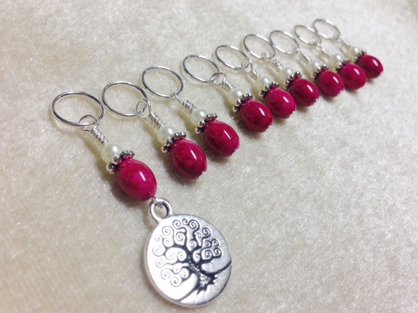 Tree of Life Knitting Stitch Marker Set, Snag Free Beaded Stitch Marker Set, Pattern Markers, Gift for Knitters ,  - Jill's Beaded Knit Bits, Jill's Beaded Knit Bits
 - 1