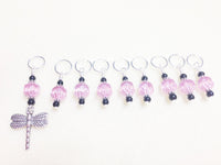 Dragonfly Knitting Stitch Markers- SNAG FREE Beaded Pattern Markers- Pink Set of 9 Yarn markers- Knitting Gift- Tools- Supplies ,  - Jill's Beaded Knit Bits, Jill's Beaded Knit Bits
 - 2