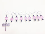 Dragonfly Knitting Stitch Markers- SNAG FREE Beaded Pattern Markers- Pink Set of 9 Yarn markers- Knitting Gift- Tools- Supplies ,  - Jill's Beaded Knit Bits, Jill's Beaded Knit Bits
 - 2