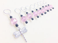 Dragonfly Knitting Stitch Markers- SNAG FREE Beaded Pattern Markers- Pink Set of 9 Yarn markers- Knitting Gift- Tools- Supplies ,  - Jill's Beaded Knit Bits, Jill's Beaded Knit Bits
 - 1