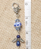 Blue Angel Zipper Pull Charm- Handmade Gifts- Key Chain Charm- Purse Charm- Knitting Progress Keeper ,  - Jill's Beaded Knit Bits, Jill's Beaded Knit Bits
 - 4