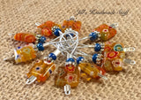 Knitting Stitch Markers- Beaded Yellow Flowers- SNAG FREE Wire Markers ,  - Jill's Beaded Knit Bits, Jill's Beaded Knit Bits
 - 1