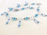 Hanging Chain Style Row Counter- Aqua Blue Beaded Number Stitch Markers- Gift for Knitters- Knitting Tools- Supplies ,  - Jill's Beaded Knit Bits, Jill's Beaded Knit Bits
 - 1