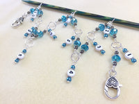 Hanging Chain Style Row Counter- Aqua Blue Beaded Number Stitch Markers- Gift for Knitters- Knitting Tools- Supplies ,  - Jill's Beaded Knit Bits, Jill's Beaded Knit Bits
 - 4