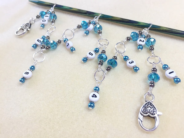 Hanging Chain Style Row Counter - Aqua Blue – Jill's Beaded Knit Bits