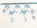 Hanging Chain Style Row Counter- Aqua Blue Beaded Number Stitch Markers- Gift for Knitters- Knitting Tools- Supplies ,  - Jill's Beaded Knit Bits, Jill's Beaded Knit Bits
 - 2