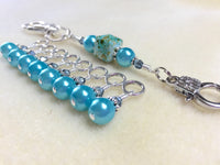 Aqua Blue Knitting Bag Lanyard- Snag Free Beaded Stitch Markers , Stitch Markers - Jill's Beaded Knit Bits, Jill's Beaded Knit Bits
 - 3