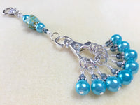 Aqua Blue Knitting Bag Lanyard- Snag Free Beaded Stitch Markers , Stitch Markers - Jill's Beaded Knit Bits, Jill's Beaded Knit Bits
 - 2