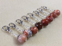 Removable Crochet Stitch Markers- Red Agate Stitch Marker Set - Crochet Tools- Gifts For Crocheter- Knitting Markers ,  - Jill's Beaded Knit Bits, Jill's Beaded Knit Bits
 - 3