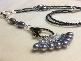 Beaded Stitch Marker Necklace with Snag Free Stitch Markers - Gray , Jewelry - Jill's Beaded Knit Bits, Jill's Beaded Knit Bits
 - 1